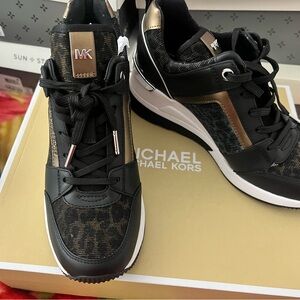 Michael Kors Women's Black and Gold Sneakers